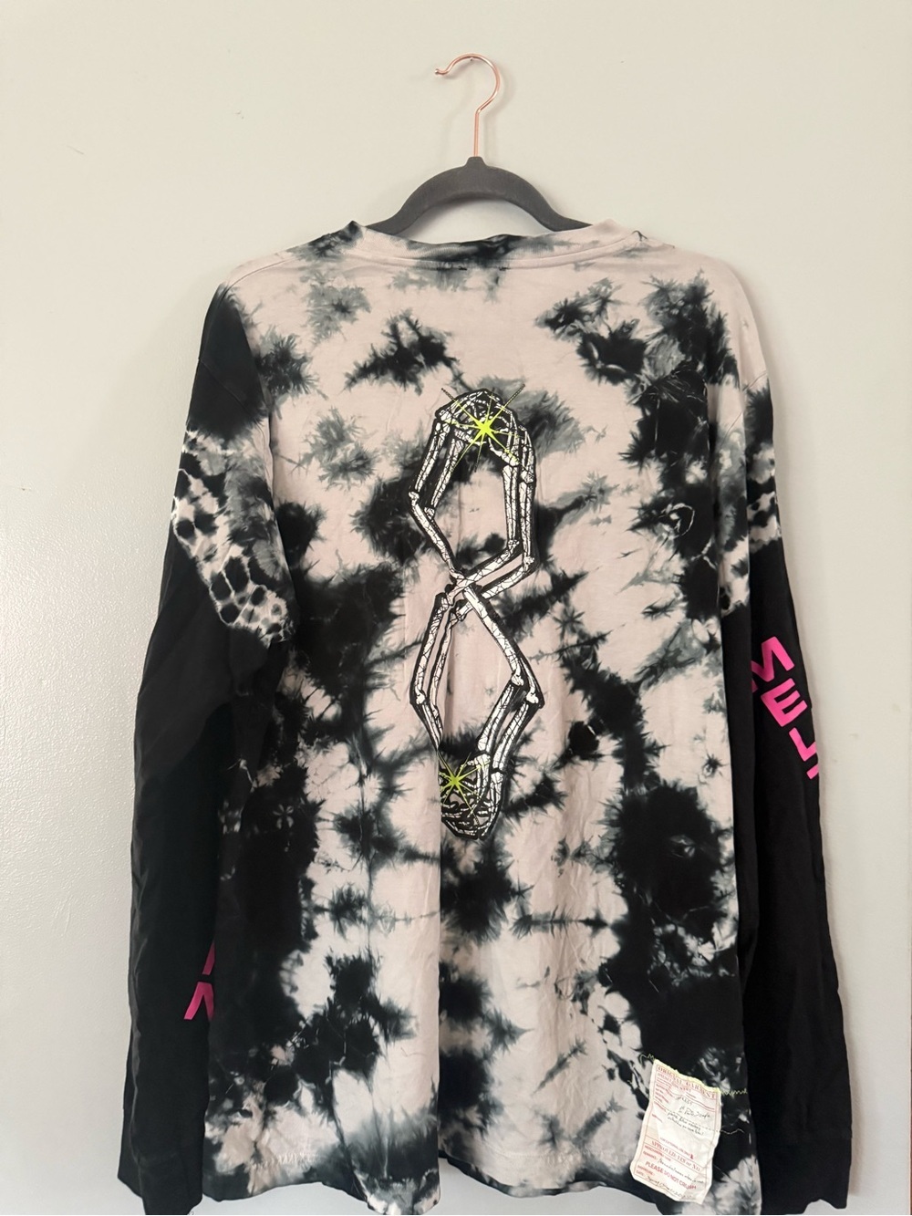 DIESEL T-Just-Ls-J6 Tie-Dye Meltdown Graphic Shirt Pink Black Punk Y2K - Picture 3 of 5